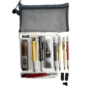 Nicpro 10PCS Mechanical Carpenter Pencil Set with Lead Refills Engraving Pen